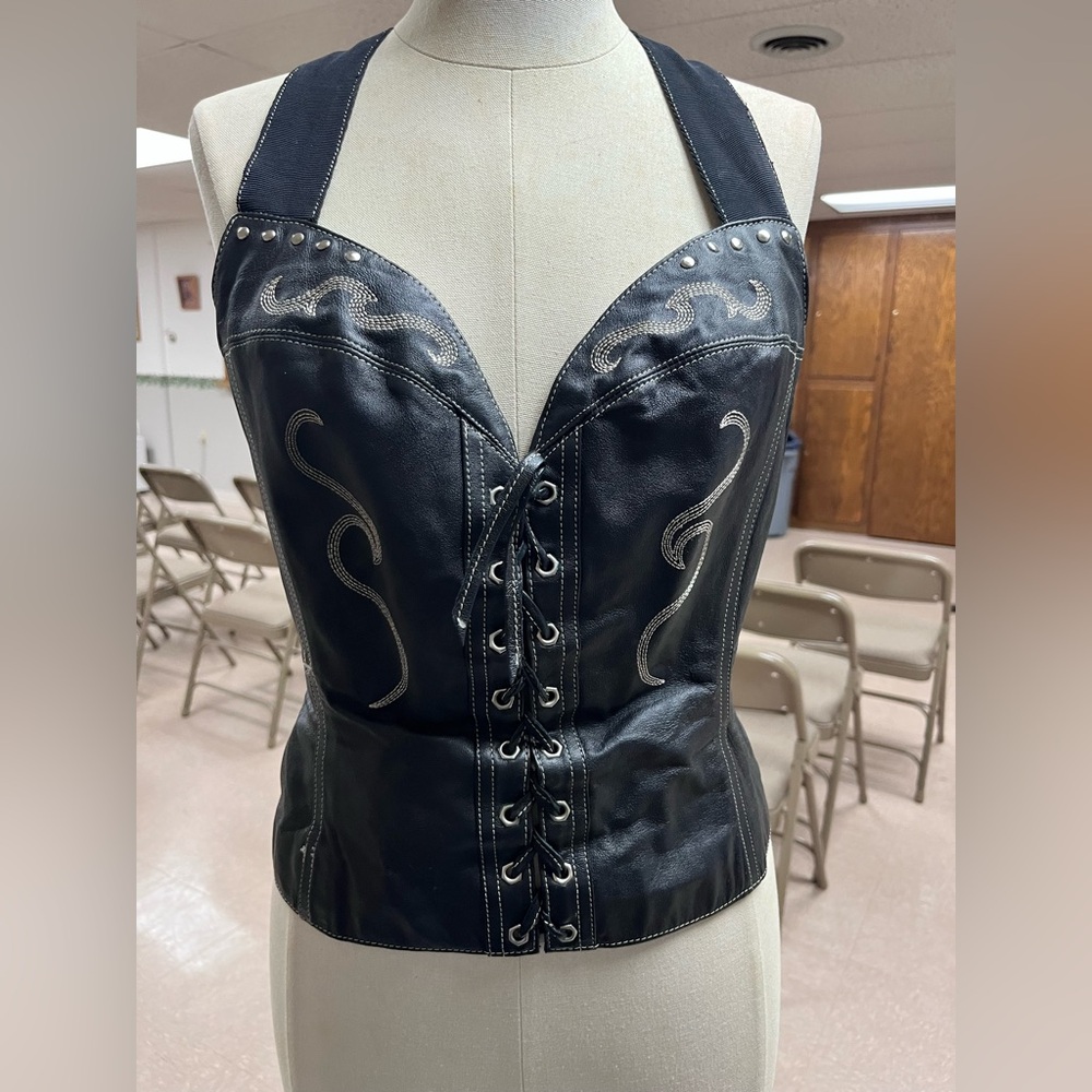 Harley-Davidson black leather bustier 
Says size L but was taken in to a size S